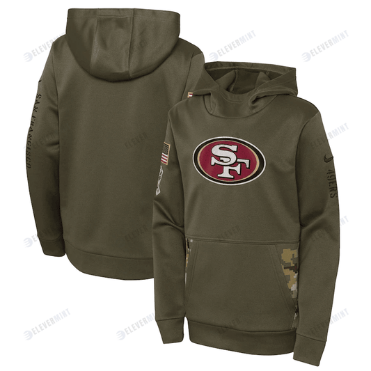 San Francisco 49ers Youth 2022 Salute To Service Performance Pullover Hoodie - Olive