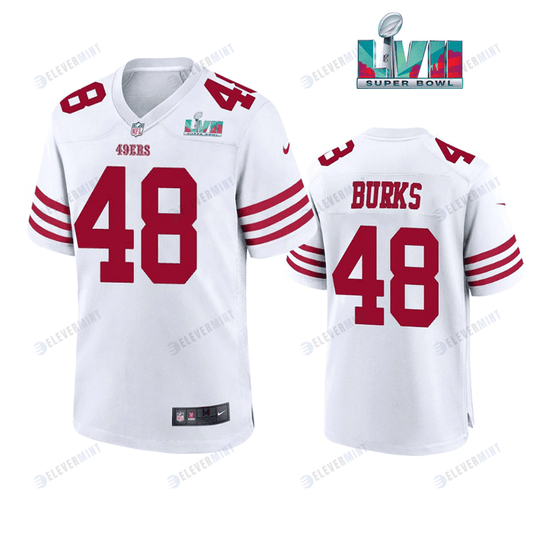 Oren Burks 48 San Francisco 49Ers Super Bowl LVII White Men Game Jersey