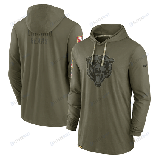 Men Chicago Bears 2022 Salute to Service Tonal Pullover Hoodie - Olive