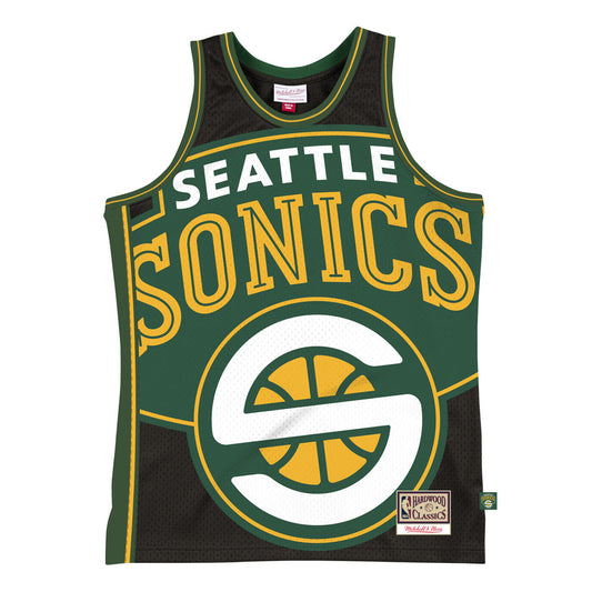 Men's Seattle SuperSonics Mitchell & Ness Black Hardwood Classics Blown Out Fashion Jersey