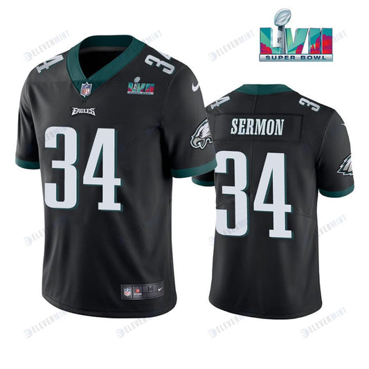 Trey Sermon 34 Philadelphia Eagles Super Bowl LVII Vapor Limited Men Jersey - Black