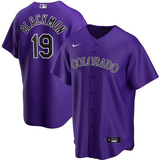 Mens Colorado Rockies Charlie Blackmon Cool Base Replica Jersey Purple