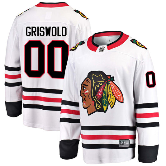 Men's Clark Griswold Chicago Blackhawks Fanatics Branded White Breakaway Away Jersey