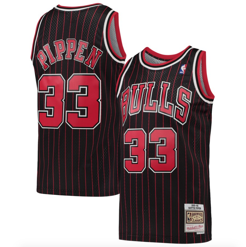 Men's Mitchell & Ness Scottie Pippen Black Chicago Bulls Hardwood Classics 1995-96 Swingman Jersey