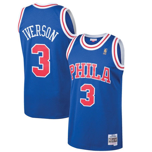 Men's Philadelphia 76ers Allen Iverson Mitchell & Ness Royal 1996-97 Hardwood Classics Swingman Jersey