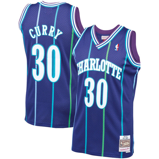 Men's Mitchell & Ness Dell Curry Purple Charlotte Hornets 1994-95 Hardwood Classics Swingman Jersey