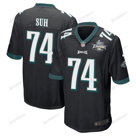 Ndamukong Suh 74 Philadelphia Eagles Super Bowl LVII Champions 2 Stars Men Game Jersey - Black