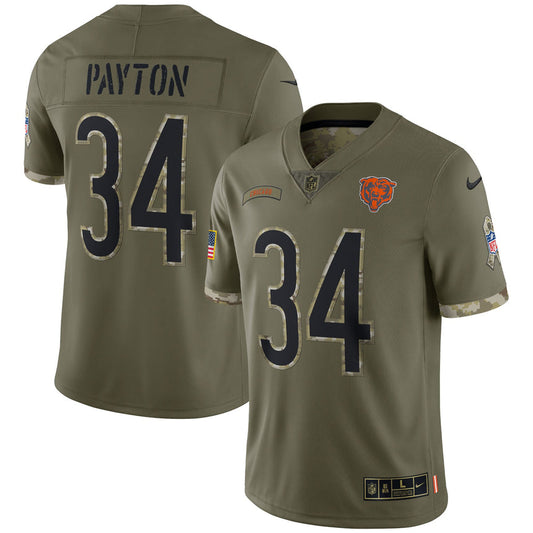 Men's Walter Payton Chicago Bears 2022 Salute To Service Limited Jersey - Olive