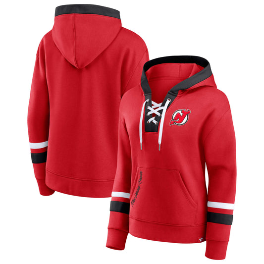 New Jersey Devils Fanatics Branded Women's Bombastic Exclusive Lace-Up Pullover Hoodie - Red