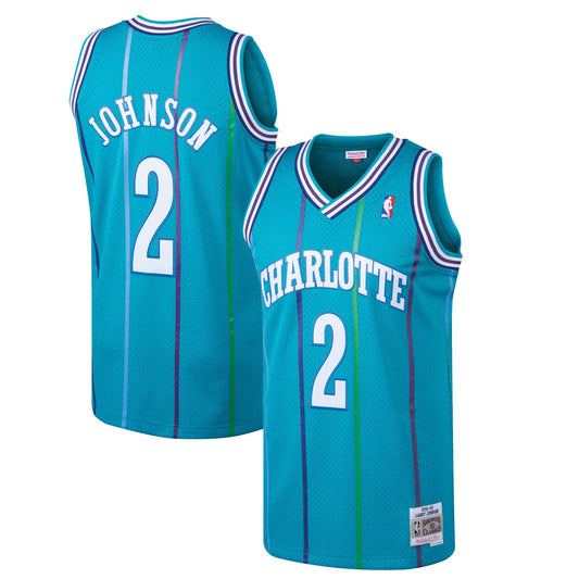 Larry Johnson Charlotte Hornets Mitchell & Ness Hardwood Classics Swingman Jersey - Teal