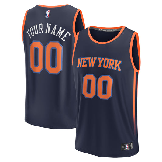 New York Knicks Fanatics Branded Fast Break Custom Jersey - Navy - Statement Edition