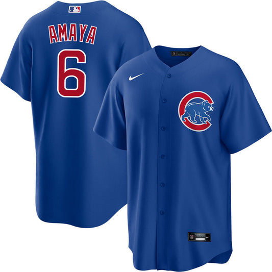 Men's Miguel Amaya Chicago Cubs Alternate Royal Blue Premium Stitch Replica Jersey