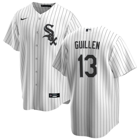 Men's Ozzie Guillen Chicago White Sox White Home Premium Stitch Replica Jersey