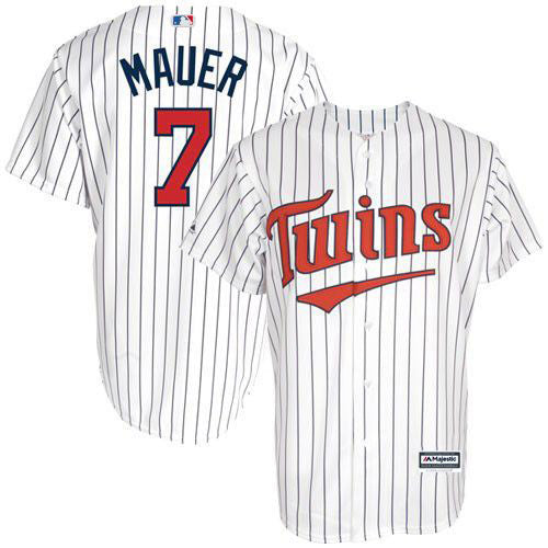 Men's Minnesota Twins Joe Mauer Replica Home Jersey - White