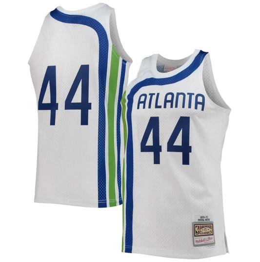 Men's Atlanta Hawks Pete Maravich Mitchell & Ness White 1971-72 Hardwood Classics Swingman Jersey