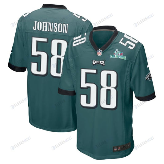 Kyron Johnson 58 Philadelphia Eagles Super Bowl LVII Champions Men Game Jersey - Midnight Green