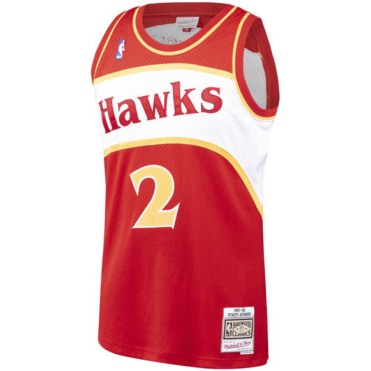 Men's Stacey Augmon Mitchell & Ness Hawks Swingman Jersey - Red