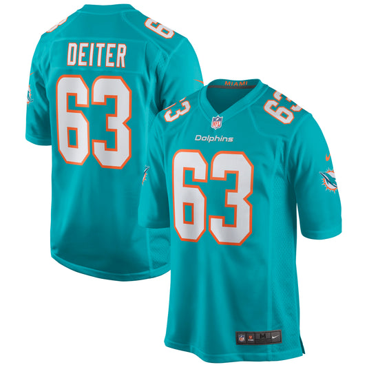 Michael Deiter Miami Dolphins Nike Game Jersey - Aqua