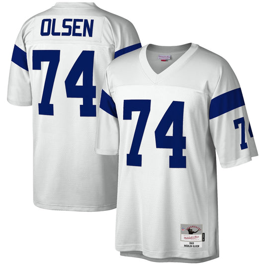 Men's Merlin Olsen Mitchell & Ness Rams 1969 Legacy Replica Jersey - White