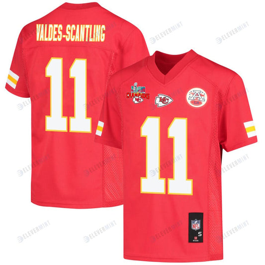 Marquez Valdes-Scantling 11 Kansas City Chiefs Super Bowl LVII Champions 3 Stars Youth Game Jersey - Red