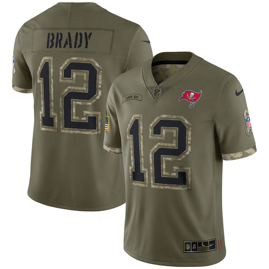 Men's Tom Brady Tampa Bay Buccaneers 2022 Salute To Service Limited Jersey - Olive