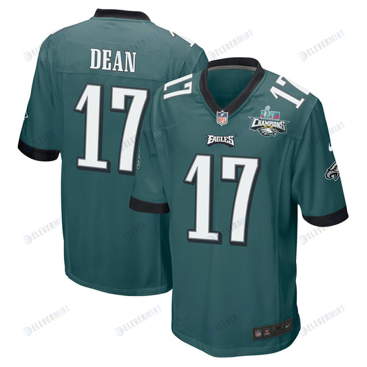 Nakobe Dean 17 Philadelphia Eagles Super Bowl LVII Champions 2 Stars Men Game Jersey - Midnight Green