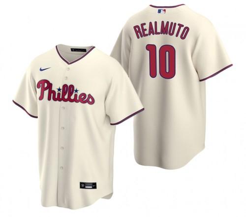 Mens Philadelphia Phillies J.T. Realmuto Cool Base Replica Jersey Cream