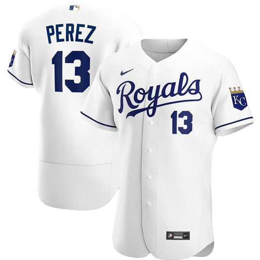 Mens Kansas City Royals Salvador Perez Cool Base Replica Jersey White