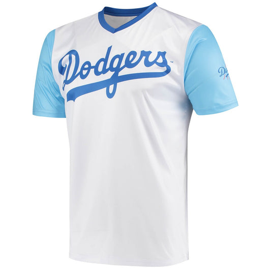 Men's  Stitches Dodgers Cooperstown Wordmark V-Neck Jersey - White