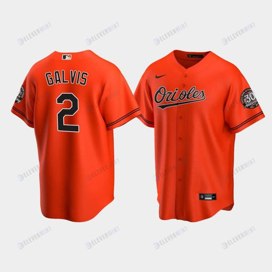 Men's Baltimore Orioles Freddy Galvis 2 Alternate Team Orange Jersey MLB Jersey