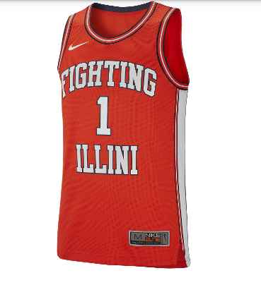 Men's NCAA University of Illinois Fighting Illini Orange #1 Replica Basketball Jersey