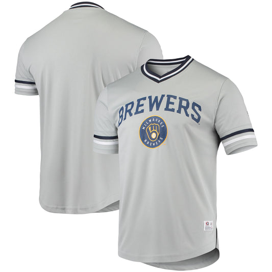 Men's Gray Milwaukee Brewers Replica V-Neck Jersey