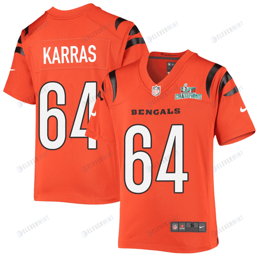 Ted Karras 64 Cincinnati Bengals Super Bowl LVII Champions Youth Alternate Game Jersey - Orange