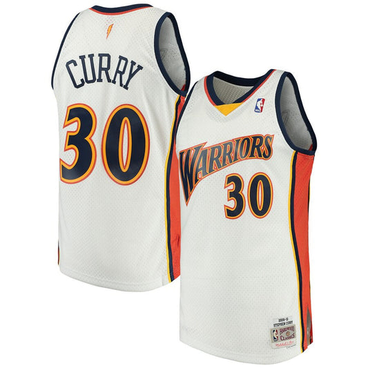 Men's Stephen Curry Golden State Warriors White 2009-2010 Hardwood Classics Mitchell & Ness Swingman Jersey