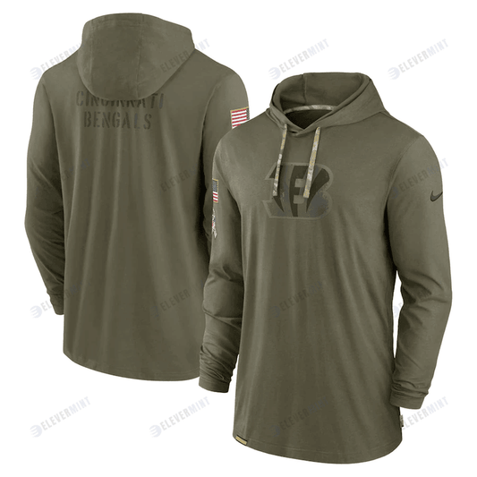 Men Cincinnati Bengals 2022 Salute to Service Tonal Pullover Hoodie - Olive