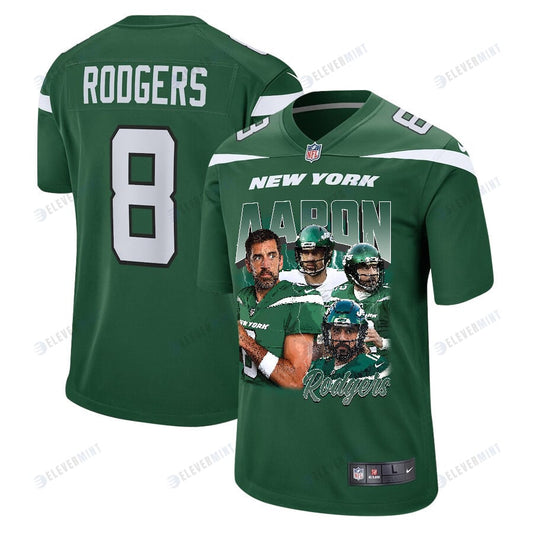 Aaron Rodgers 8 New York Jets Rocket Arm Game Jersey - Men, Green