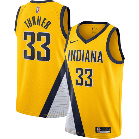 Men's Myles Turner Nike Pacers Swingman Jersey Statement Edition - Gold