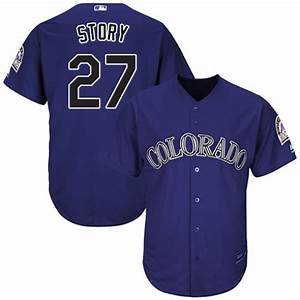 Mens Colorado Rockies Trevor Story Cool Base Replica Jersey Purple