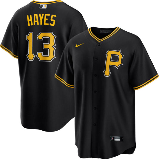 Men's Pittsburgh Pirates Ke??Bryan Hayes Cool Base Replica Alternate Jersey - Black