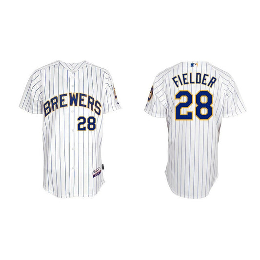 Men's Milwaukee Brewers Prince Fielder Replica Home Jersey - White