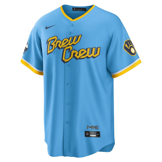 Men's Christian Yelich Nike Brewers 2022 City Connect Replica Jersey - Light Blue