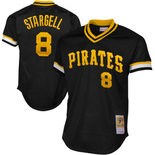 Men's Pittsburgh Pirates Willie Stargell Mitchell & Ness Black 1982 Authentic Cooperstown Collection Mesh Batting Practice Jersey