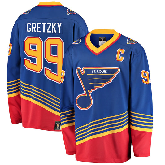 Men's Wayne Gretzky Fanatics Blues Premier Breakaway Retired Jersey - Blue