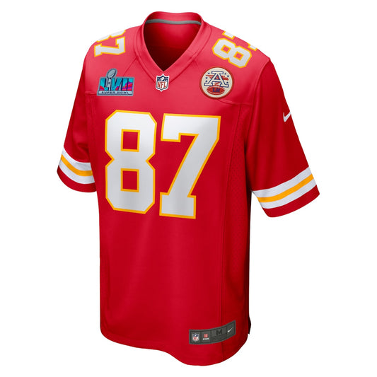 Men's Travis Kelce Nike Chiefs Super Bowl LVII Patch Game Jersey - Red