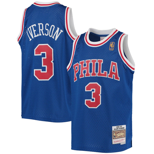 Allen Iverson Philadelphia 76ers Mitchell & Ness Youth 1996/97 Hardwood Classics Swingman Throwback Jersey - Royal