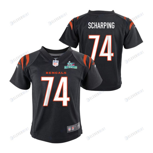 Max Scharping 74 Cincinnati Bengals Super Bowl LVII Champions Youth Game Jersey - Black