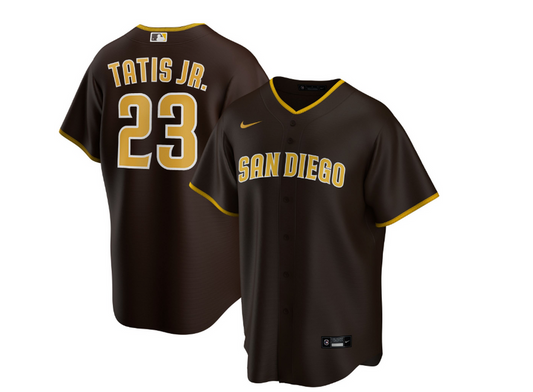 Men's Replica San Diego Padres Fernando Tatis Jr. Cool Base Brown Jersey