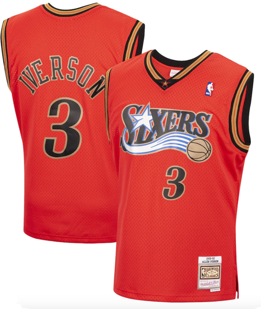 Men's Philadelphia 76ers Allen Iverson Mitchell & Ness Hardwood Classics Reload 2.0 Swingman Jersey - Red