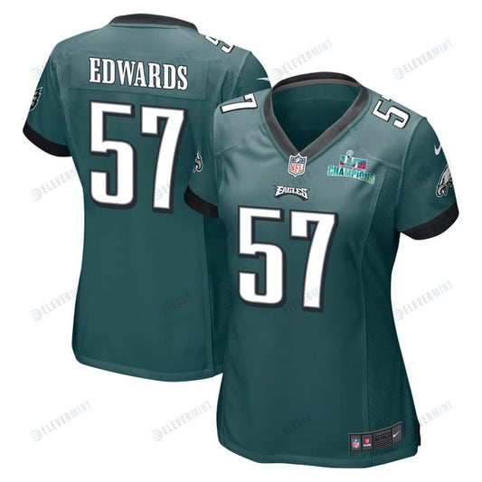 T.J. Edwards 57 Philadelphia Eagles Super Bowl LVII Champions Women Game Jersey - Midnight Green