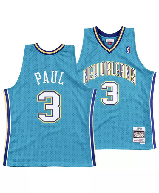 Men's New Orleans Hornets Chris Paul Mitchell & Ness Teal Hardwood Classics Swingman Jersey